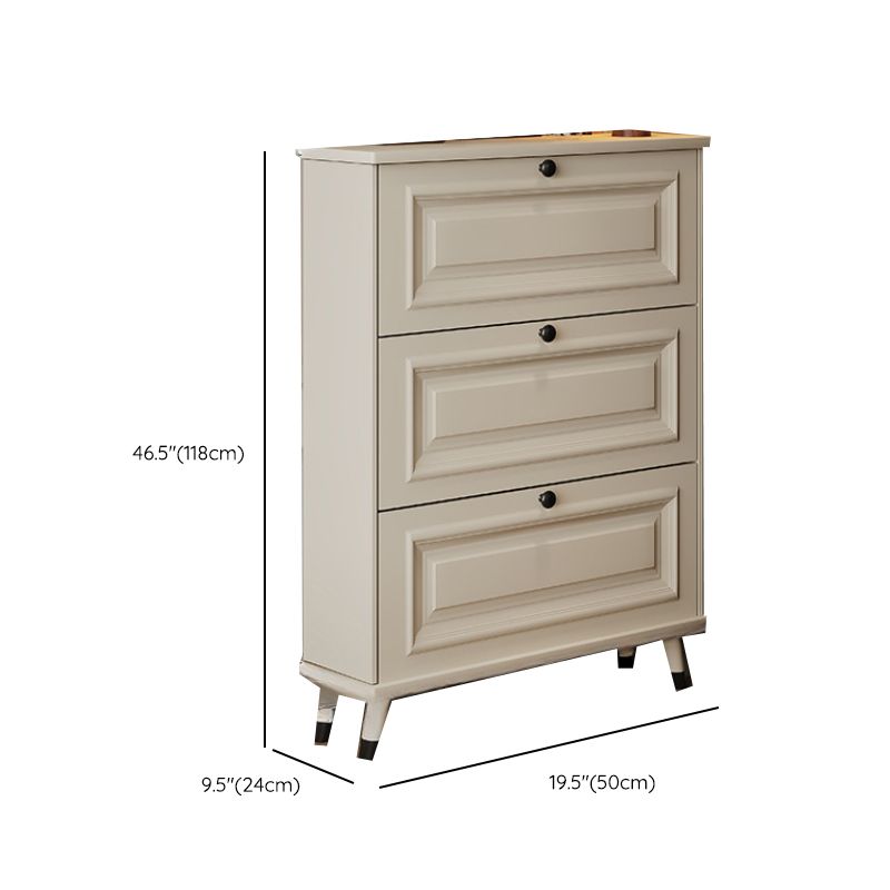 White Modish Manufactured Wood 3 Tiers Shoe Storage, Independent with Closed Back