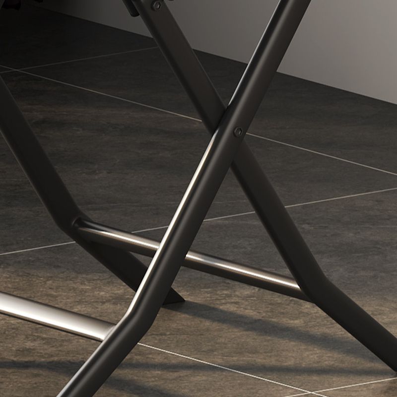 Trendy Midnight Black Gloss Finish Scratch-repellent Folding Glass Kitchen & Dining Table with Cross Base for 2/4 People/Seats 3