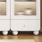Rectangular Accent Cabinet with Closet, Glazed Door, Cabinet Knobs, Chalk/Sepia Top, Soft Close Drawer, and Stain Resistant Finish
