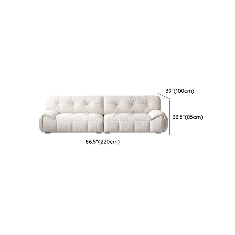 Contemporary Modern Solid Color Water Resistant Standard Sofa in Soft-pile Fabric with White Upholstery, Seats 4/2-seater/Seats 3 with 2 Pillows