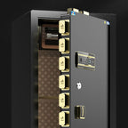 Steel Security Safe with Battery-Powered Lockable System, Keys, Interior Lining, and Shelves