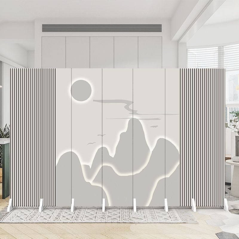 Modern Indoor Opaque Fold Away Temporary Wall Panels with 7 Panels, Double Sided Print, and Flaxen Screen Material
