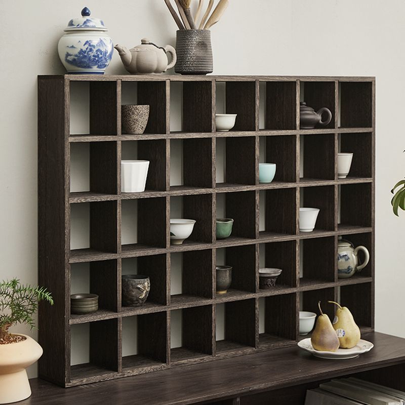Pecan Floating Mount Accent Cabinet with Visible Storage, Wall Cabinet, and Fitted Assembly
