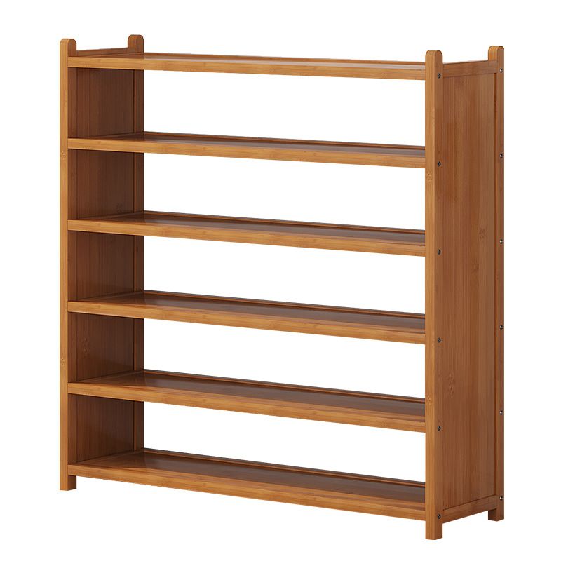 Art Deco Bambusa Rectangle Shoe Rack with Light Brown Finish, 3-6 Shelves for 11-30 Pairs in Drawing Room