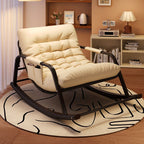 Modish Upholstered Rocking Accent Chair for 2 People with Recessed Arm
