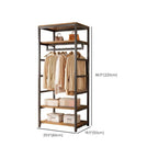 Midnight Black Simplistic Steel Hall Rack with Repository, 2 Drawers/3 Drawers, 4 Shelves/3 Shelves/7 Shelves, and Manufactured Wood Bench