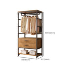 Midnight Black Simplistic Steel Hall Rack with Repository, 2 Drawers/3 Drawers, 4 Shelves/3 Shelves/7 Shelves, and Manufactured Wood Bench