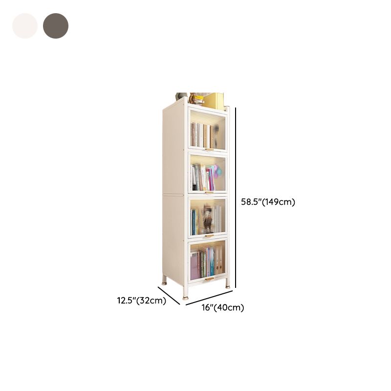 Metal Organizer Shelf with 4/5/3 Shelves, Vertical/Lateral Filing Orientation, Lucite Door, Closed Back