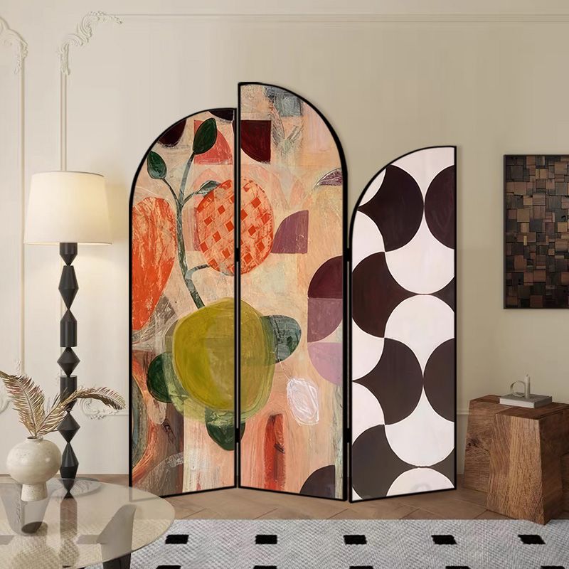 Indoor Opaque Natural Wood Folding Temporary Wall Panels with 3 Panels and Double Sided Print, Self-supporting