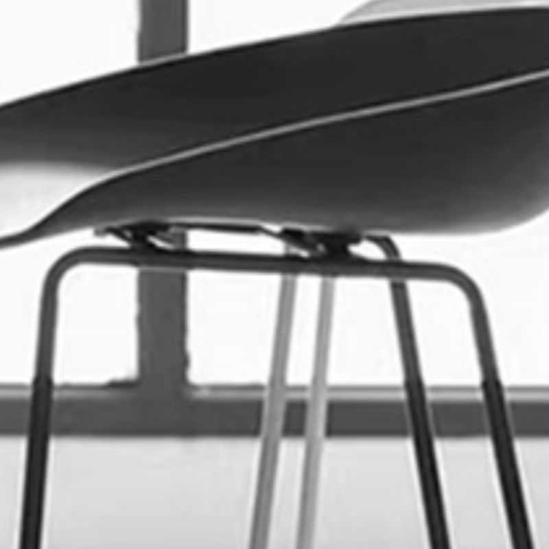 Casual Polymer Bar Stools in Midnight Black/Gray/White with Pail Seat and Leg Rest