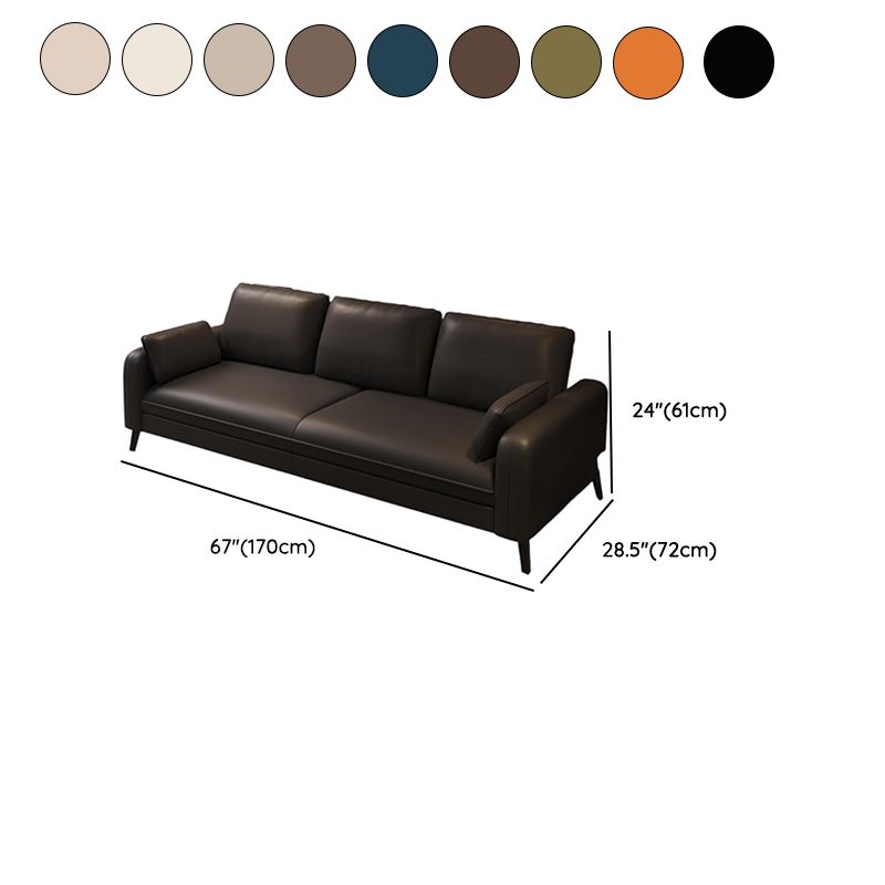 Synthetic Leather Standard Sofa in Dark Gray/Cream/Amber Color with Armrest