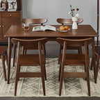 Modish Solid Wood Dining Table in Sepia/Wood Grain with Fixed Legs, Scratch-proofed for Seats 4/Seating for 6