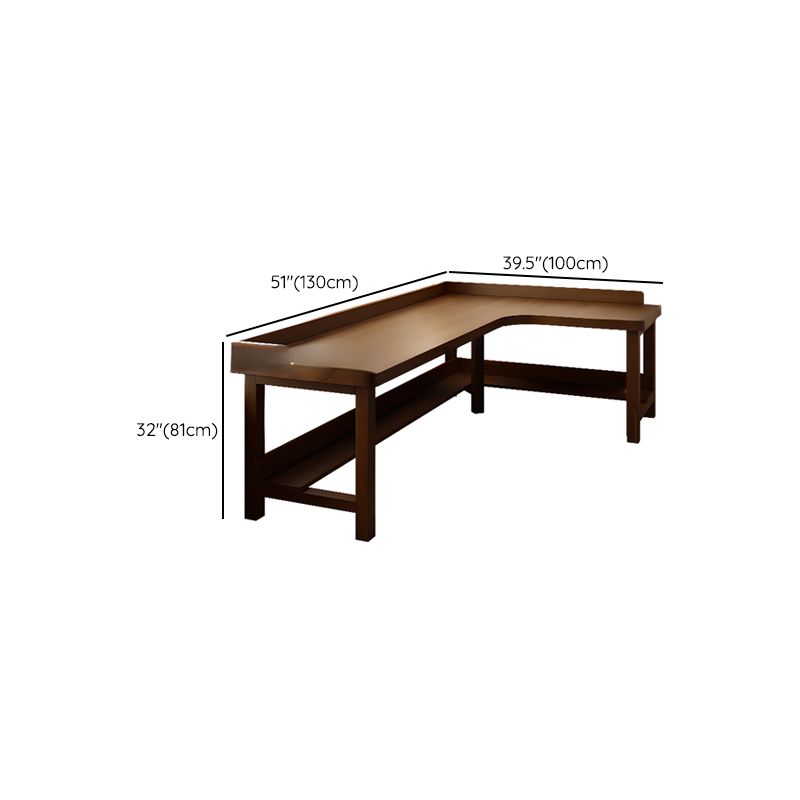 Casual Sepia Writing Desk with Storage and Scratch-proof H-Shape Base Featuring Exterior Shelf and Baffle