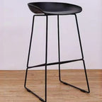 Casual Polymer Bar Stools in Midnight Black/Light Gray/White with Pail Seat and Leg Rest