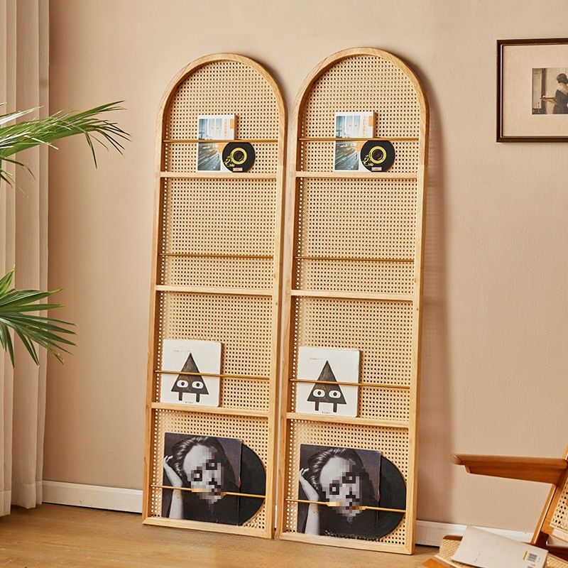 Indoor Translucent Collapsible Room Screen with Shelf, Cane, and Freestanding