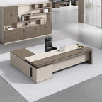 Scratch-proof Office Desk with 2 Drawers, Stump Base, Exterior Shelf, Cable Management, Front Splash, and Cooling Hole