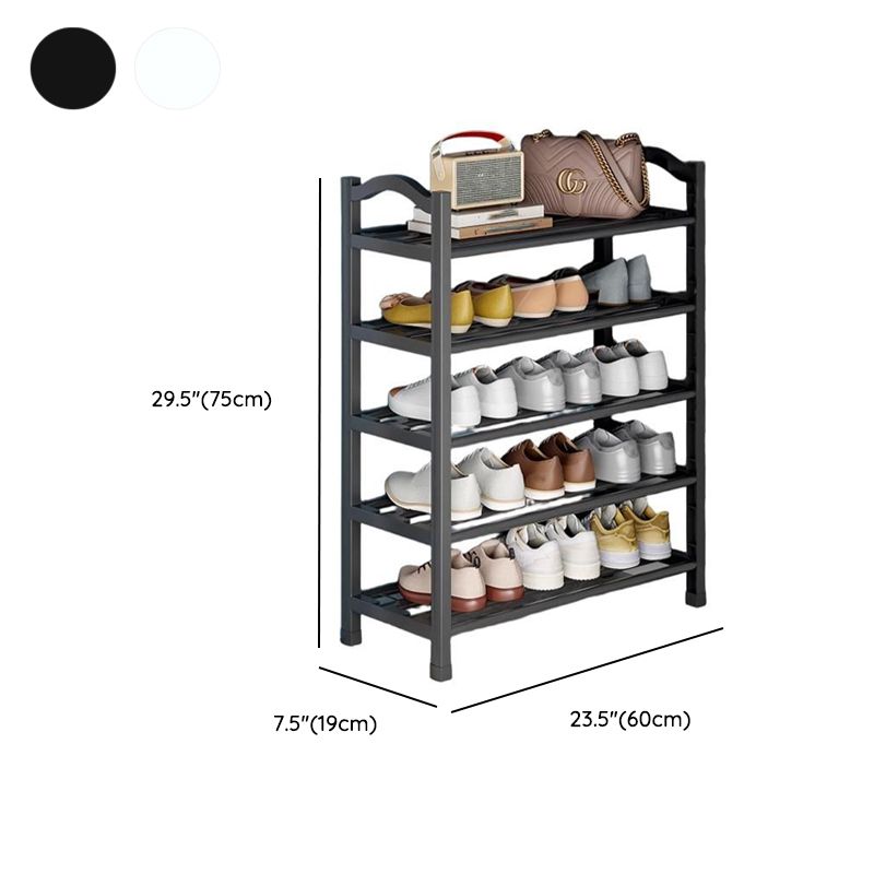 Art Deco Polymerized Material Rectangle Shoe Rack with 5/4/3 Shelves, Floor Mounted for 1-20 Pairs in Bedroom