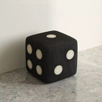 Modish Polka Dot Accent Stool in Ink/White with Square Base and Upholstered Seat
