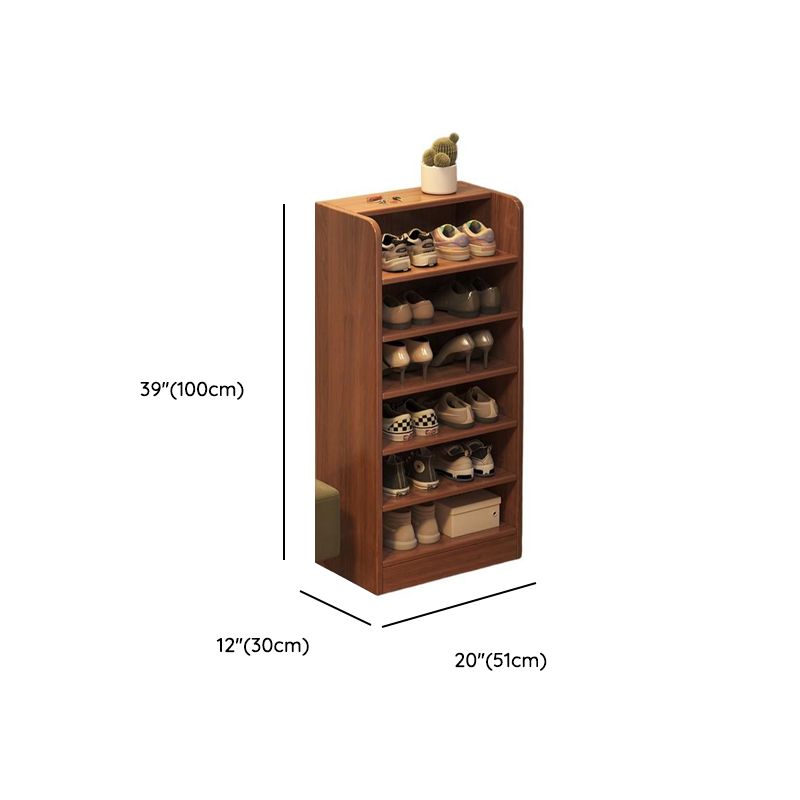 Art Deco Composite Wood Rectangle Shoe Rack with 7/6/5 Shelves for 1-20 Pairs in Drawing Room, Closed Back