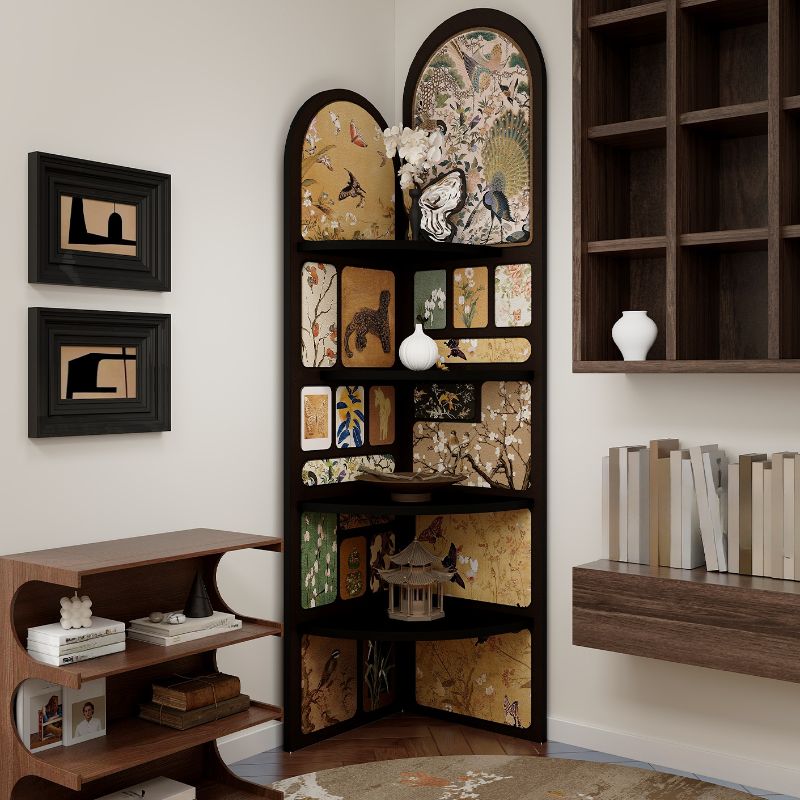 Modern Simple Style Nook Decorative Cabinet with 3/4 Exterior Shelves, Laminate Countertop in Midnight Black