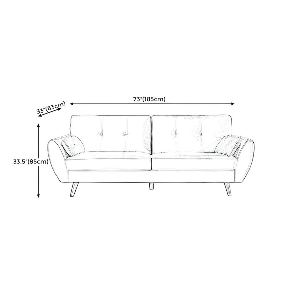 Modern Leather Sofa Flared Arm Button-tufted Loose Back Sofa for Living Room Bedroom