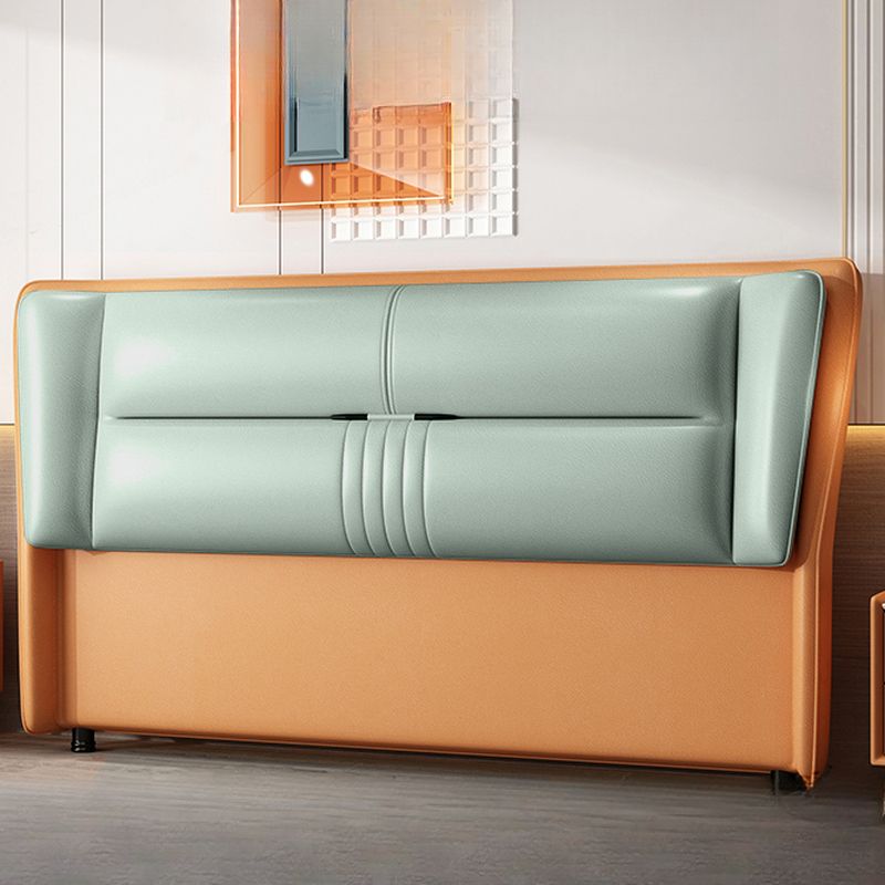 Trendy Panel Headboard in Natural Wood with No Distressing, Rectangle Shape for Twin XL/Full/Queen Bed, Featuring Sponge Upholstery and Standard Height