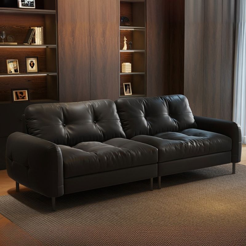 Contemporary Modern Solid Color Stain Resistant Standard Sofa in Gray/Sepia/Amber Color with Arm, Seating Capacity for 3/4-seater