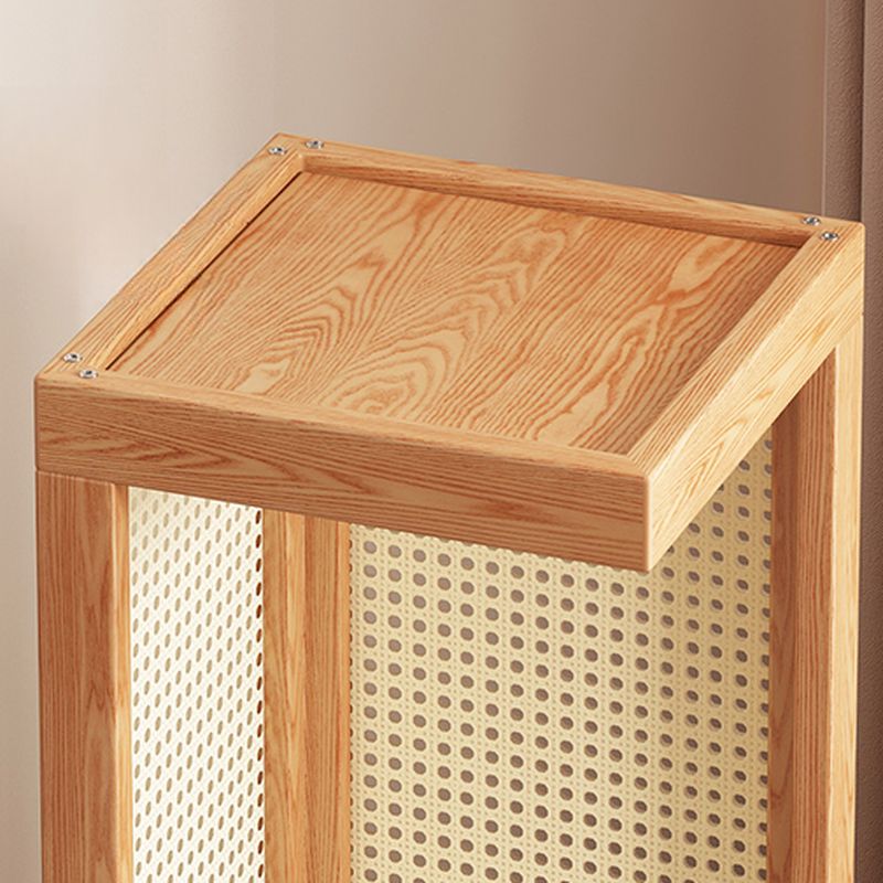 2 Tiers Square Natural Wood Plant Stand Side Table with 2 Shelves in a Solid 1 Piece Set