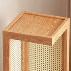 2 Tiers Square Natural Wood Plant Stand Side Table with 2 Shelves in a Solid 1 Piece Set
