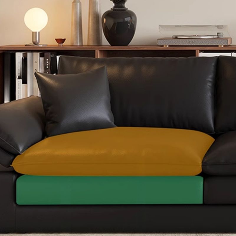 Modish Solid Color Scratch-durable Standard Sofa in Midnight Black, Seats 4/3/2-seater with 2 Pillows