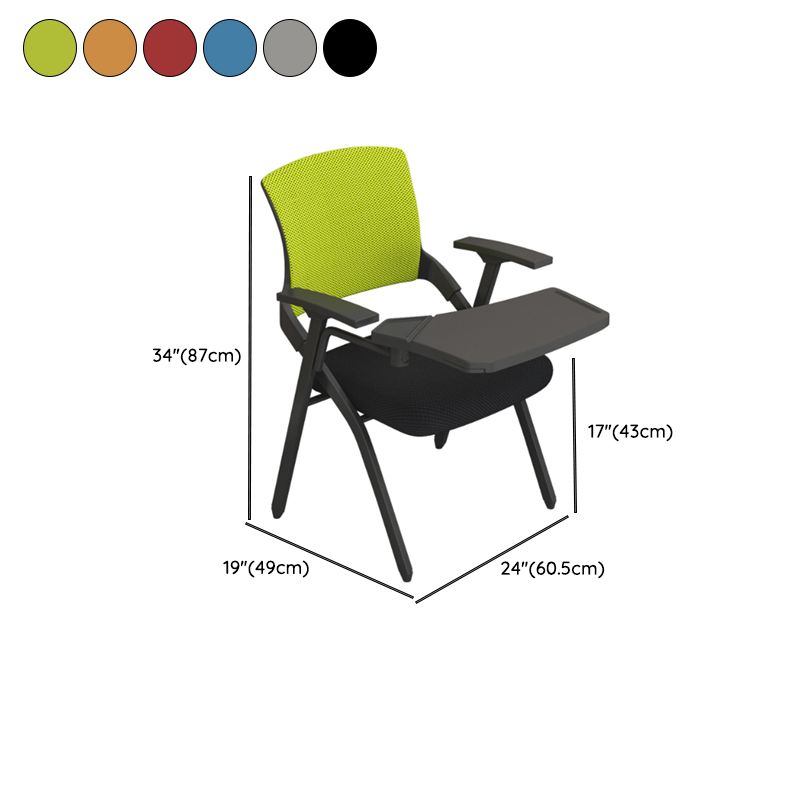 Trendy Metal Frame Space-saving Training Chair/Side Chair with Exposed Back and Armrest for Tile Flooring