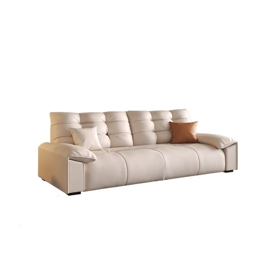 Modish Solid Color Stain Resistant Standard Sofa/Single Sofa in Beige with Pillow Top Arm and 2 Pillows/1 Pillow, Available in 4-seater/3-seater/6-Seater
