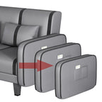 Striped Standard Sofa in Dark Gray/Cerulean/Off-White with Armrest