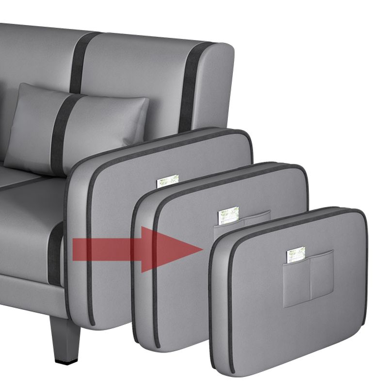 Striped Standard Sofa in Dark Gray/Cerulean/Off-White with Armrest