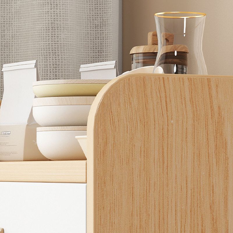 Modern Simple Style Narrow Sideboard with Hutch, 2 Shelves, Engineered Wood Countertop, and 2 Doors