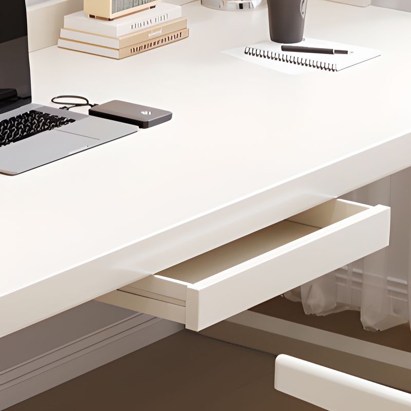 Chalk Contemporary Timber Desk with No Additional Features, Stain Resistant, Drawers, and 1 Shelf