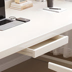 Chalk Contemporary Timber Desk with No Additional Features, Stain Resistant, Drawers, and 1 Shelf