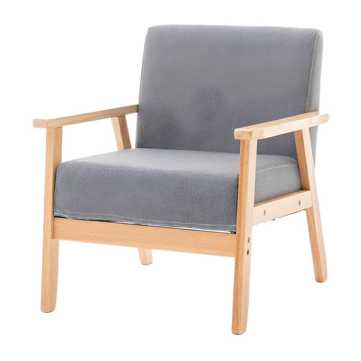 Modern Wood Frame Cotton and Linen Sofa with Foam Seat in Natural Wood Legs and Tight Back Design