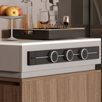 Modish Rectangle Kitchen Island with 3 Drawers, Stone Countertop in Beige