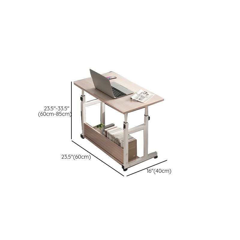 Trendy Engineered Wood Laptop Cart with Flexible Height, Casters, and Shelves