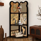 Modern Simple Style Nook Decorative Cabinet with 3/4 Exterior Shelves, Lumber Countertop in Matte Black