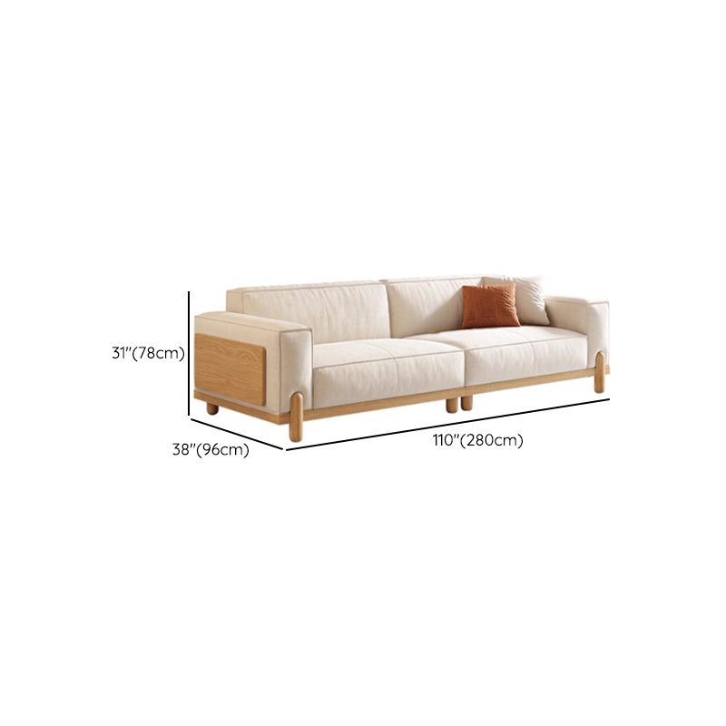 Contemporary Modern Solid Color Water Resistant Standard Sofa in Off-White, 2 People with 2 Pillows