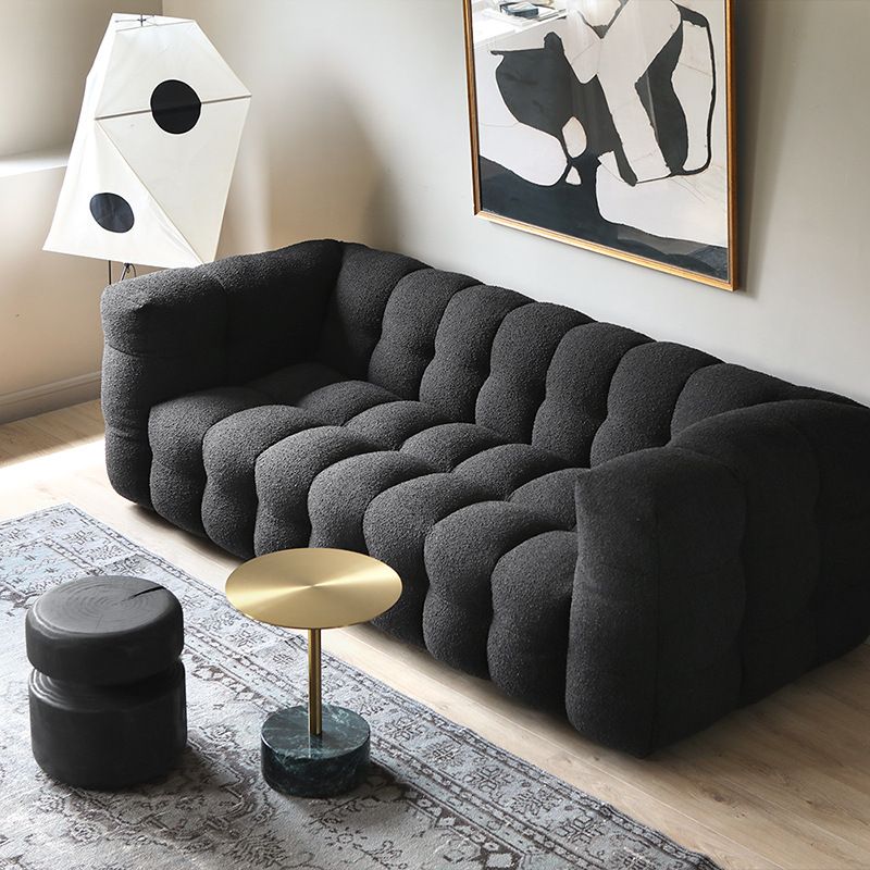 Contemporary Modern Solid Color Tear Resistant Standard Sofa in Ink/Light Gray/White for 3/4-seater