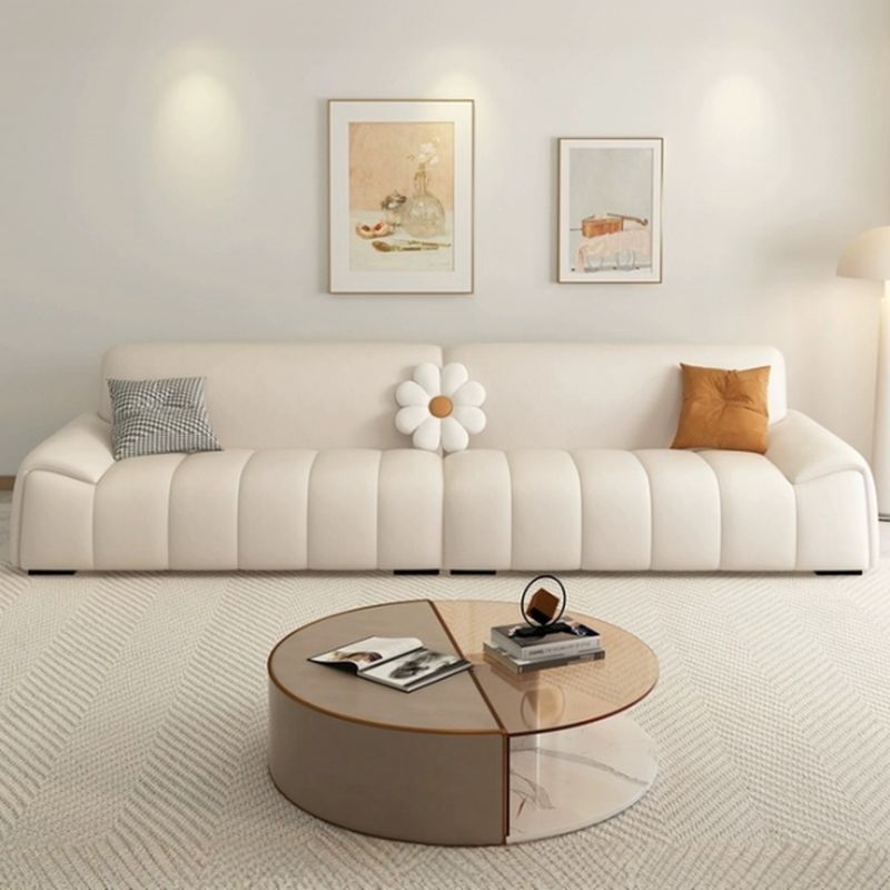 White Standard/Single Sofa with 3 Pillows for Drawing Room