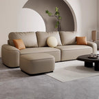 Modish Solid Color Scratch-durable Standard Sofa in Light Gray/Light Brown with 3 Pillows, Seats 3/2-seater