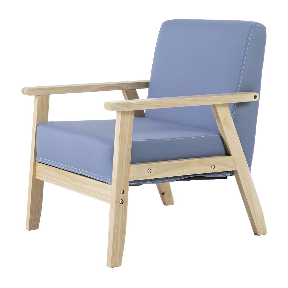 Modern Wood Frame Cotton and Linen Sofa with Foam Seat in Natural Wood Legs and Tight Back Design