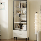 Detached Accent Cabinet with Damp-proof, Scratch-immune Glazed Door, Grip Bars in Chalk, and Soft Close Drawer