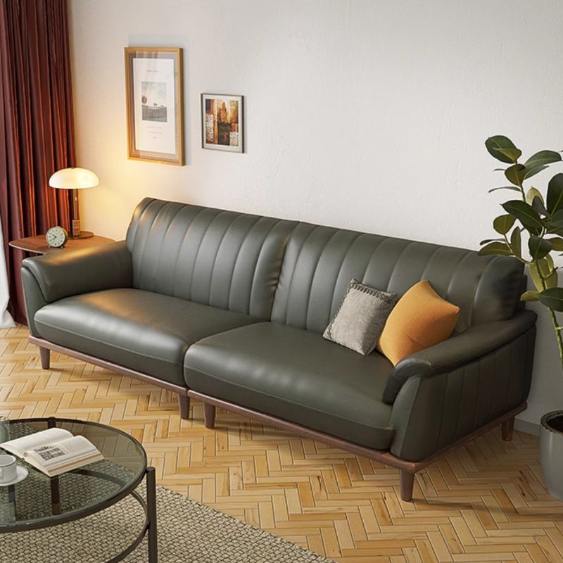 Tear Resistant Leather Standard Sofa/Loveseat/Single Sofa in Black/Emerald Green