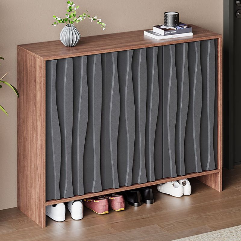 Manufactured Wood 4 Tiers Shoe Wardrobe with Shelf, Cabinet Door, Dustproof Cover, and Closed Back