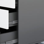 Executive Desk with Cable Management, Bend-resistant, 3 Drawers, Exterior Shelf, CPU Storage, White Top, and Cooling Hole